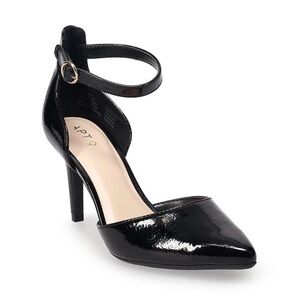 Apt. 9 Yavalli black retro Ankle Mary Jane shiny dress heels shoes pumps sz 10
